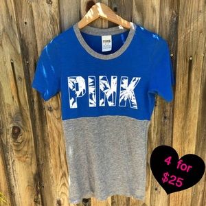 VS PINK BLUE AND GRAY T-SHIRT